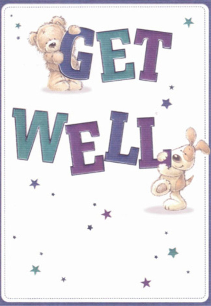 Evoking the friendly, restorative atmosphere of Richmond's parks and riverside walks, this get well card illustration offers a tableau of sincere encouragement and playfulness. Featured prominently are two sweet companions-a plump teddy bear perched above the jubilant purple 'GET' and, below, a cheerful, floppy-eared puppy eagerly supporting the sturdy 'WELL.' The background's soft, pure white hue resonates with the clean light that pours over the town's gardens, while brushstrokes of teal, sapphire, and lilac in both letters and gently twinkling star motifs capture the creative energy of Richmond's Saturday markets. There's a delightful tactility in the depiction of fur and ear, as if each animal had just been lifted from a child's most beloved toy chest. The overall composition exudes thoughtful care-akin to an arrangement from Richmond Flowers, assembled for a neighbour in need on The Green. In every detail, the card radiates gentle optimism and a sense of healing companionship, making it the perfect gesture for anyone on the path to wellness in this close-knit riverside community.